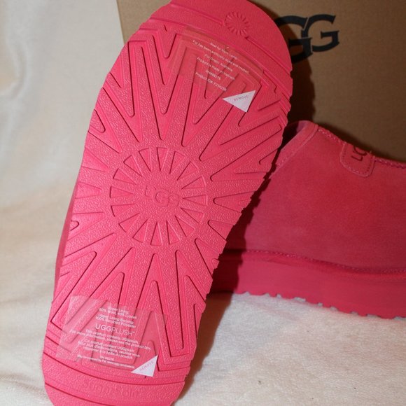 NIB UGG WOMEN'S DISCOQUETTE SUEDE SHEARLING SLIP ON PLATFORM SLIPPERS PINK - Picture 7 of 8